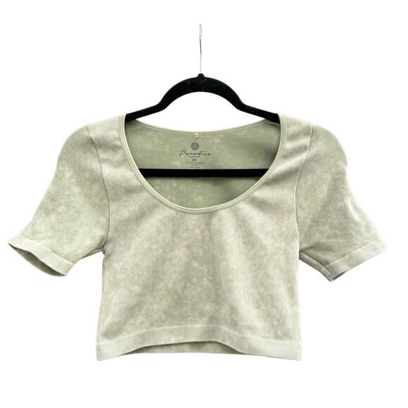 Paradise Fashion USA Women's Rib Tee Shirt in Green Size M/L - Picture 2 of 4